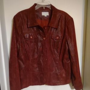 5/$35  Erin London burgundy geometric velvet shirt